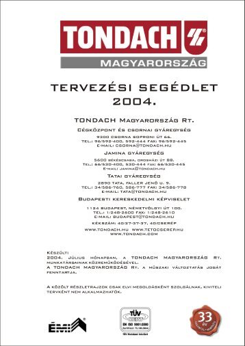 Tondach tervezési segédlet Bevezető