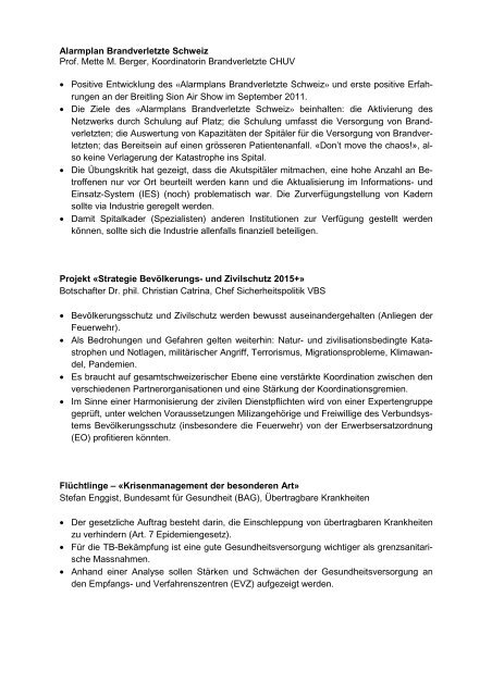 Zusammenfassung Informationsrapport KSD 2011 - admin.ch