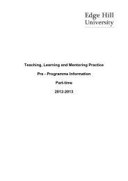 Teaching, Learning and Mentoring Practice - Edge Hill University