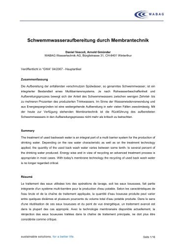 Schwemmwasseraufbereitung durch Membrantechnik - Wabag