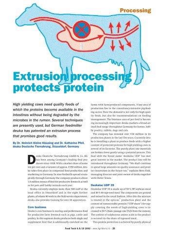 Extrusion processing protects protein - Almex extrusion techniques