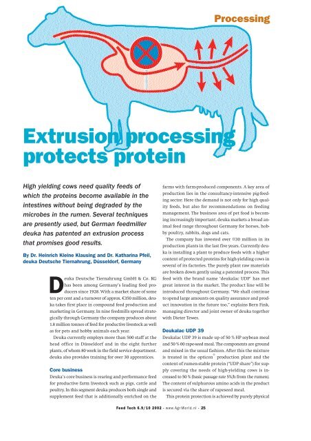 Extrusion processing protects protein - Almex extrusion techniques