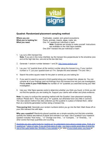 Quadrat (Randomized-placement) - Vital Signs