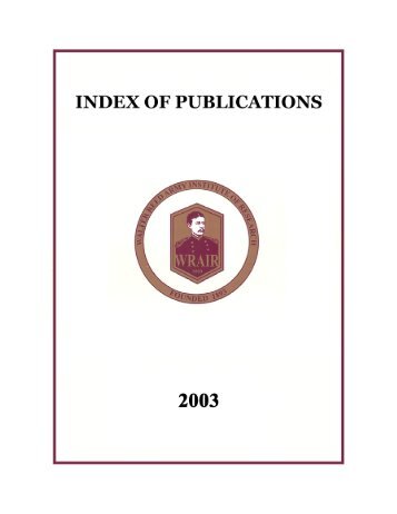 walter reed army institute of research index to publications 2003