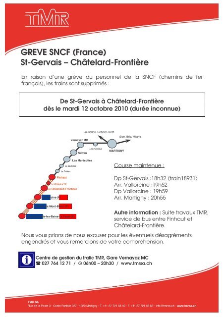 GREVE SNCF (France) St-Gervais – Châtelard-Frontière - TMR SA
