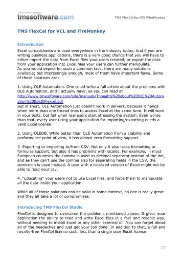 Using TMS FlexCel for VCL and FireMonkey.pdf - TMS Software
