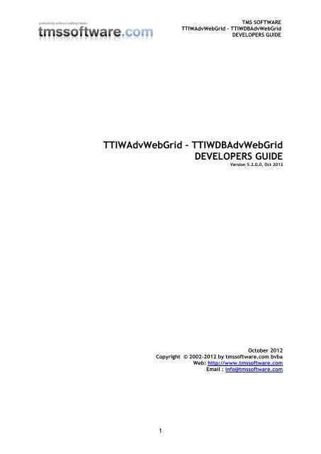 TTIWAdvWebGrid – TTIWDBAdvWebGrid - TMS Software