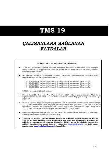 çalışanlara sağlanan faydalar - Türkiye Muhasebe Standartları Kurulu