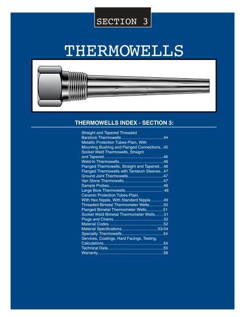 TMS-THERMOWELLS CAT. - Temperature Measurement Systems