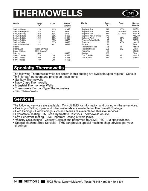 TMS-THERMOWELLS CAT. - Temperature Measurement Systems