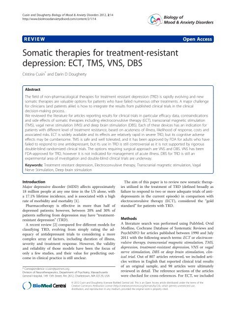 Somatic therapies for treatment-resistant depression: ECT, TMS ...