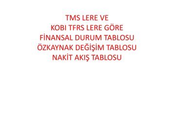 Kapsamlı gelir tablosu ve özkaynak değişim tablosu yerine