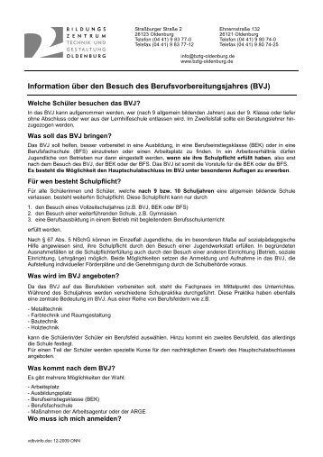 BVJ Info - Bildungszentrum für Technik und Gestaltung - Oldenburg