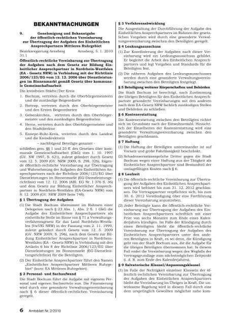 Ausgabenummer 2 vom 16.01.2010 - Bezirksregierung Arnsberg