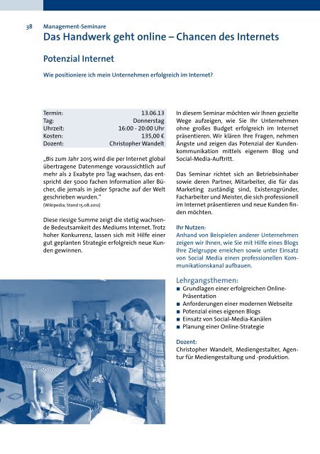 Seminarprogramm 2013 - Handwerkskammer Dortmund