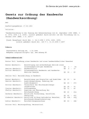 Gesetz zur Ordnung des Handwerks (Handwerksordnung)