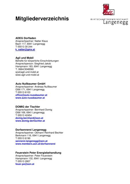 Mitgliederverzeichnis - Langenegg