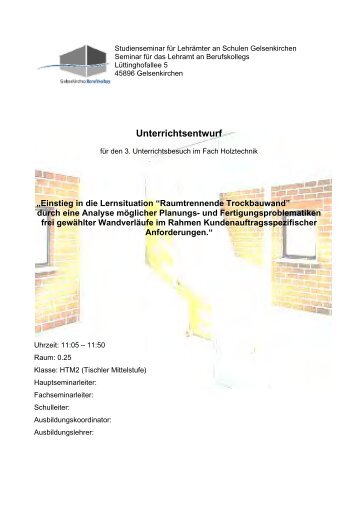 Unterrichtsentwurf