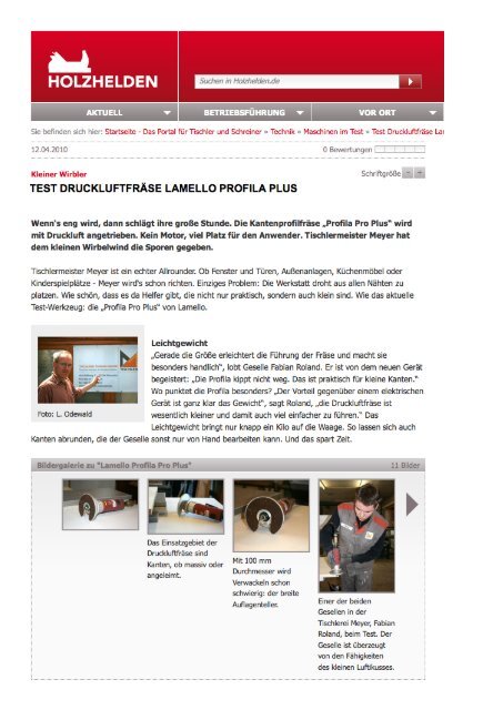 TEST DRUCKLUFTFRÄSE LAMELLÜ PRÜFILA PLUS - Lamello