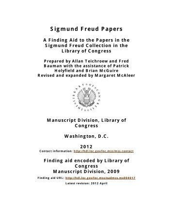 Sigmund Freud Papers - American Memory - Library of Congress