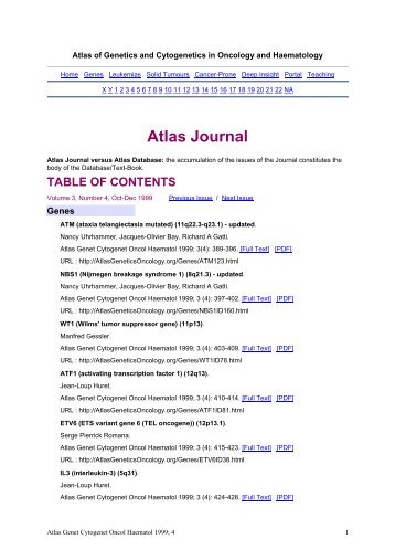 Complete issue in one pdf - Atlas of Genetics and Cytogenetics