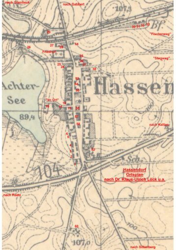 Hassendorf Ortsplan und Einwohner - Heimatkreis Arnswalde