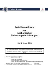 Errichterliste Mechanik Januar 2013 - Polizei Bremen