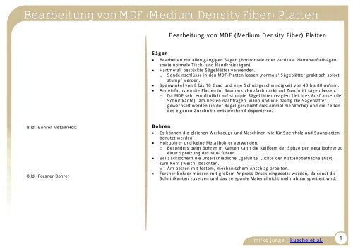 Bearbeitung von MDF (Medium Density Fiber) Platten - Mirko Junge ...