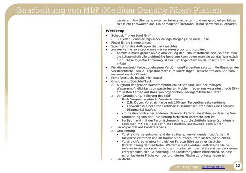 Bearbeitung von MDF (Medium Density Fiber) Platten - Mirko Junge ...