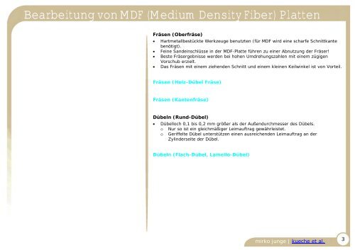 Bearbeitung von MDF (Medium Density Fiber) Platten - Mirko Junge ...
