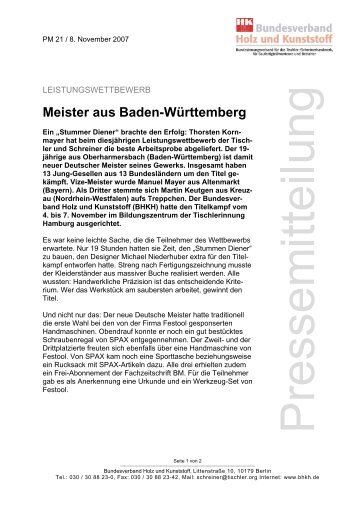 Meister aus Baden-Württemberg - Bundesverband ProHolzfenster eV