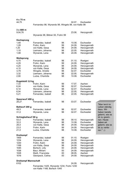 Leichtathletik Info 2011 - DJK Elmar Kohlscheid