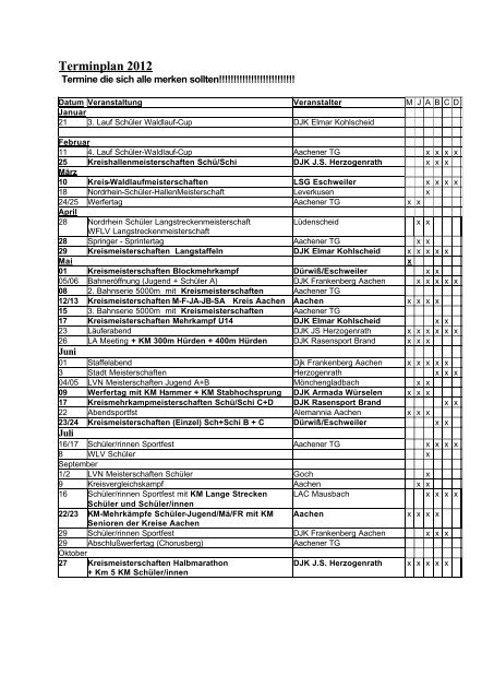 Leichtathletik Info 2011 - DJK Elmar Kohlscheid