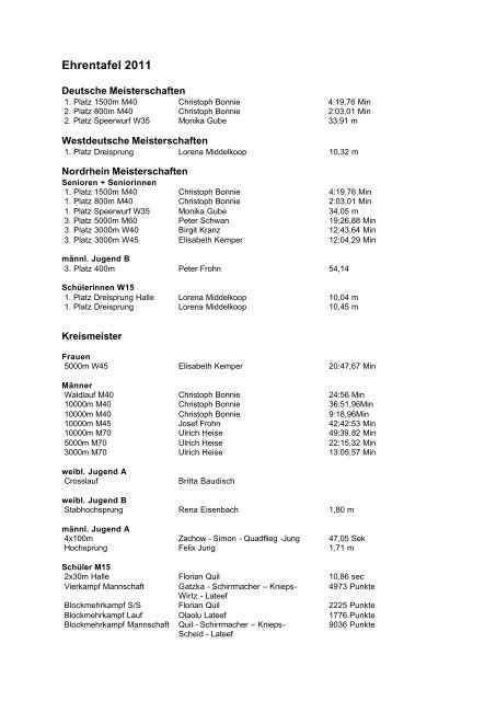 Leichtathletik Info 2011 - DJK Elmar Kohlscheid