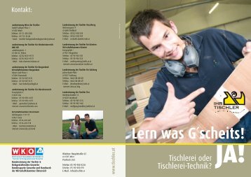 Lehrlingsfolder - Die Tischler in Niederösterreich