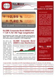 GLOBE Corporate Bond 2005/2 mit + 7,20 % für 352 Tage ...