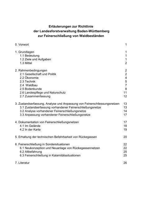 Richtlinie Feinerschließung - Forstliche Versuchs