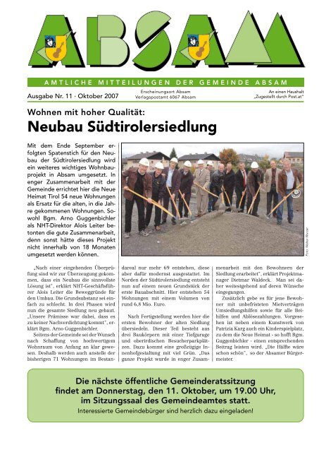 Gemeindezeitung Oktober 2007 - Absam