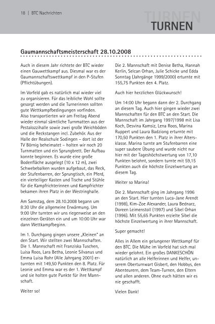 BTC Nachrichten Nr. 94 - Dezember 2008 - Baukauer Turnclub in ...