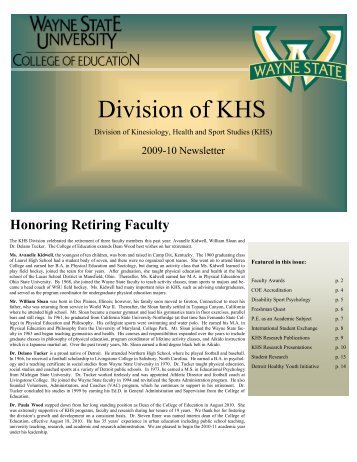 Division of KHS - College of Education - Wayne State University