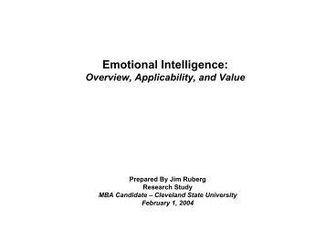 Emotional Intelligence: Overview, Applicability and Value - Q3