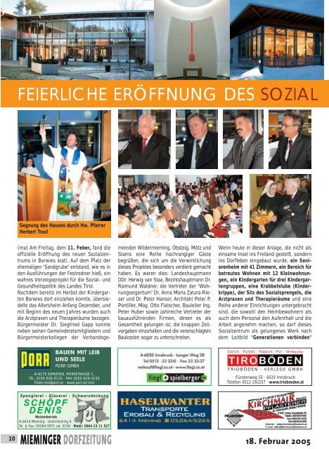 Mieminger Dorfzeitung Feber 2005 - Gemeinde Mieming