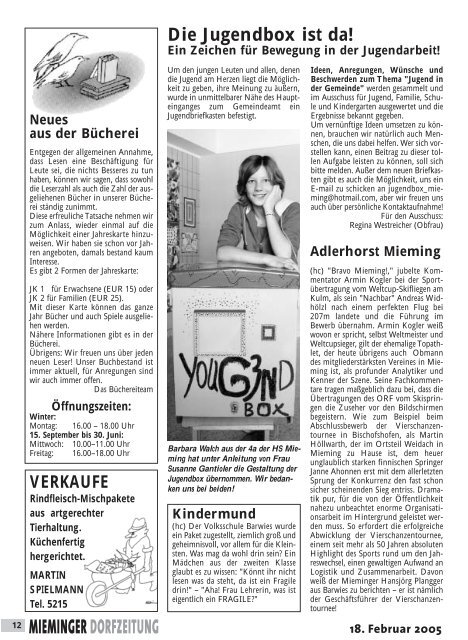 Mieminger Dorfzeitung Feber 2005 - Gemeinde Mieming