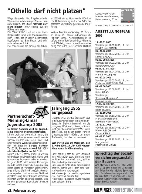 Mieminger Dorfzeitung Feber 2005 - Gemeinde Mieming