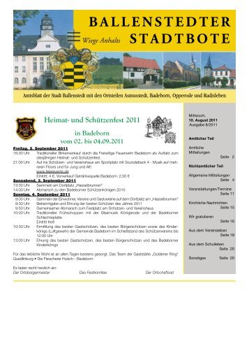 Ballenstedter Stadtbote - August 2011 als Download