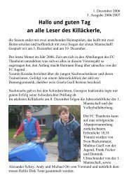 Hallo und guten Tag an alle Leser des Killäckerle, - FC Thanheim