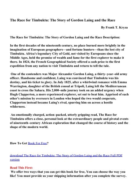 The Race for Timbuktu - PDF eBooks Free Download