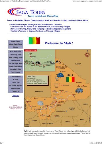 Cultural tours of Timbuktu, Dogon country and Djenne in Mali,...