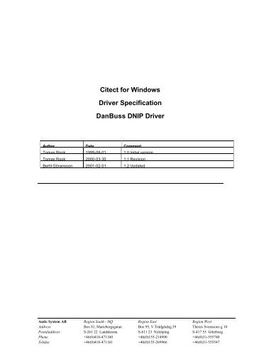 Citect for Windows Driver Specification DanBuss DNIP Driver