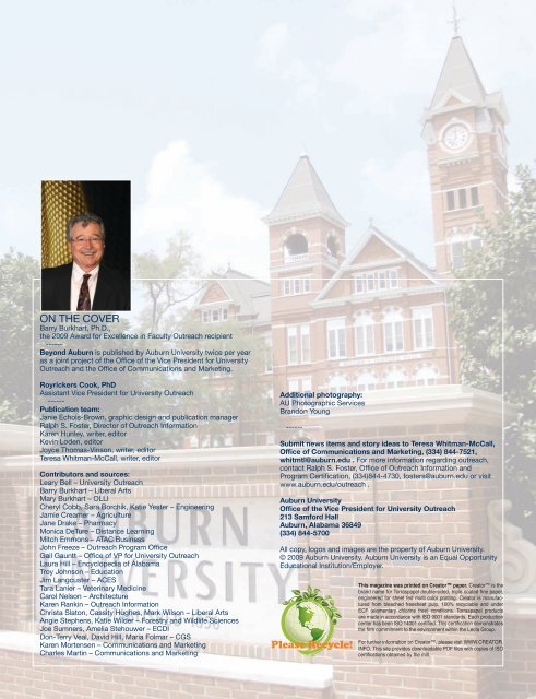 Barry Burkhart Named Recipient of the - Auburn University